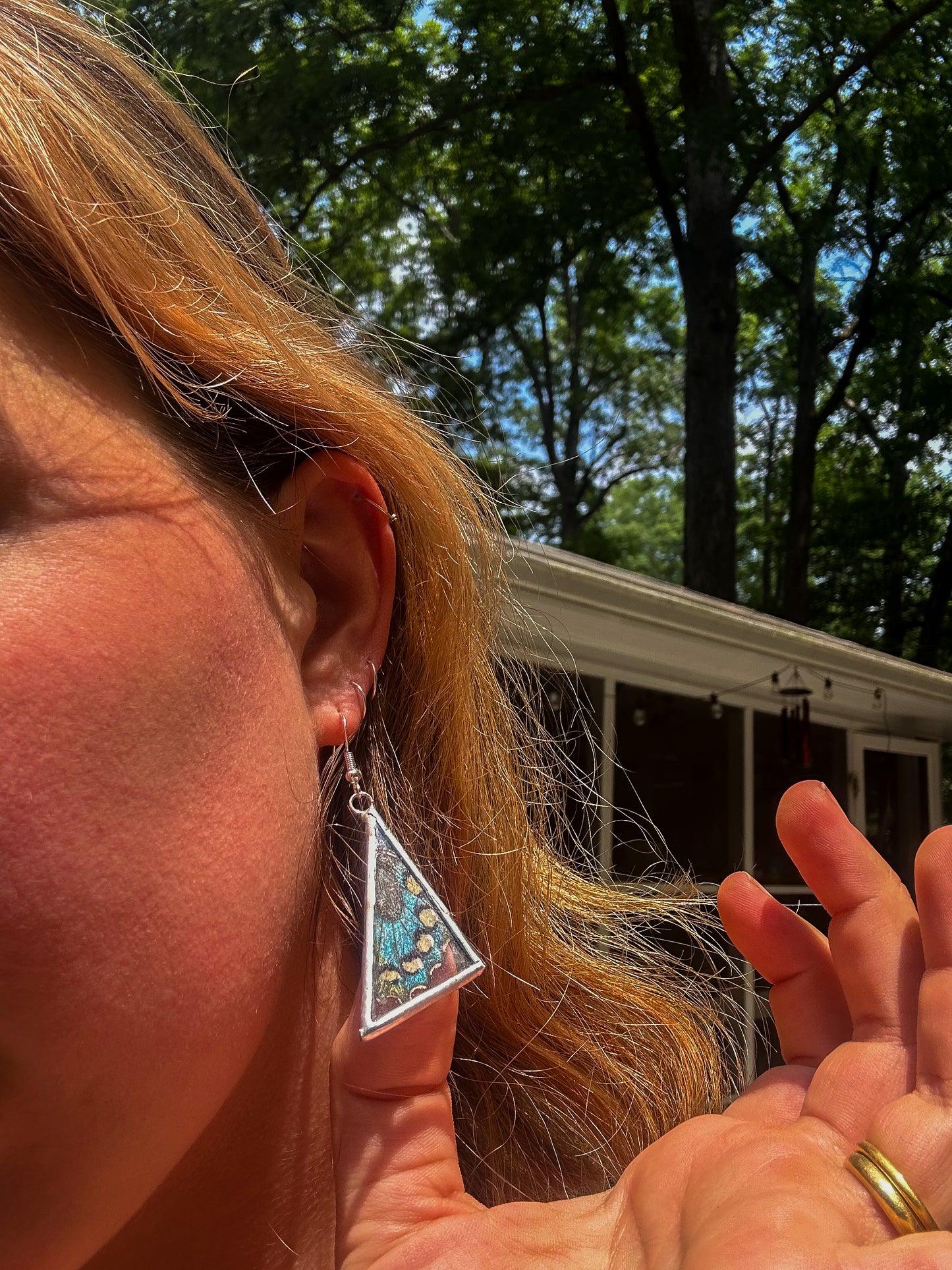 Spicebush swallowtail earrings (triangle)