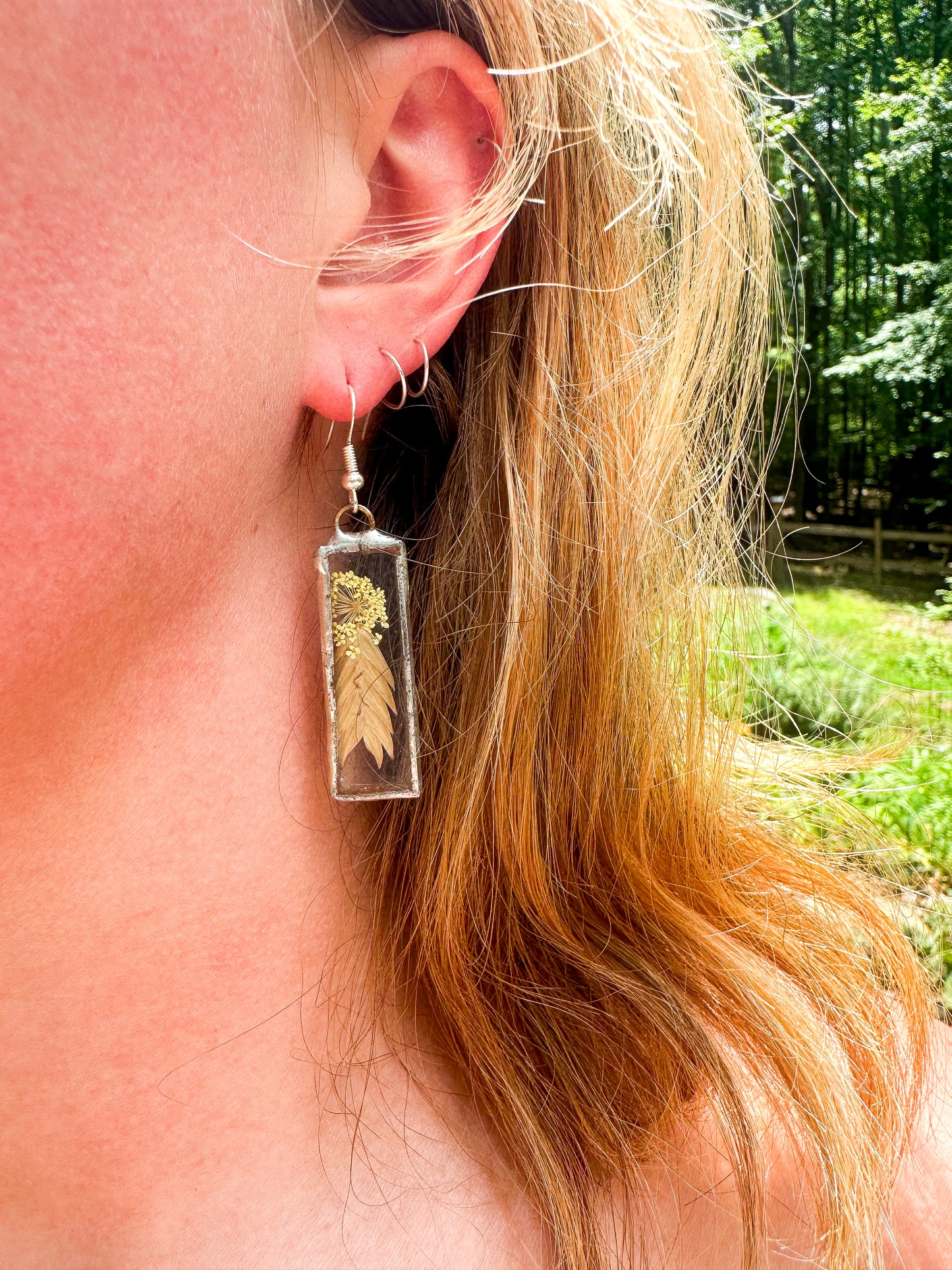 River oat earrings (small rectangle)
