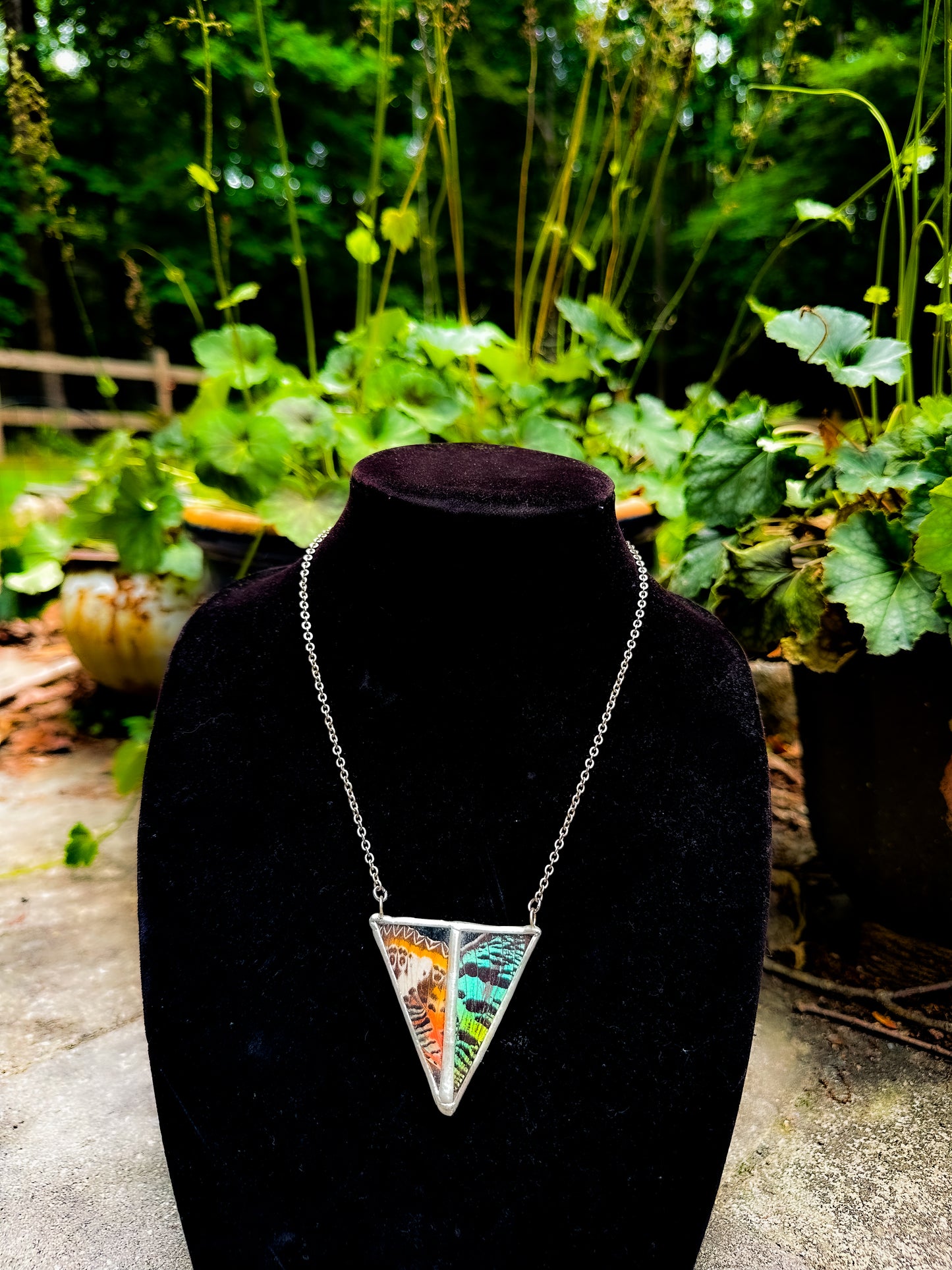 Mixed butterfly wing necklace