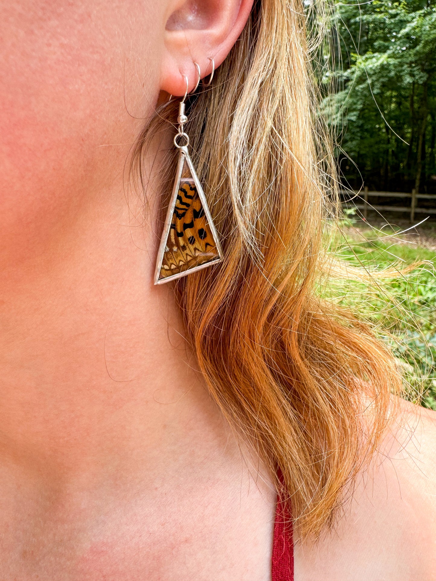 Great Spangled Fritillary earrings (triangle)