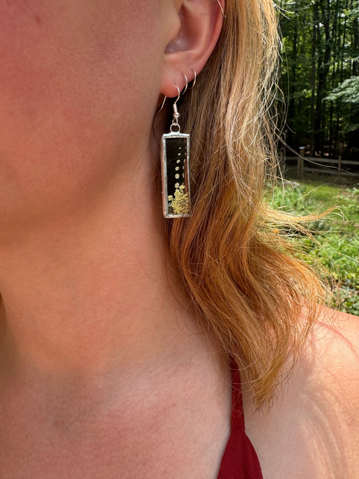Spicebush swallowtail earrings (top wing, rectangle)