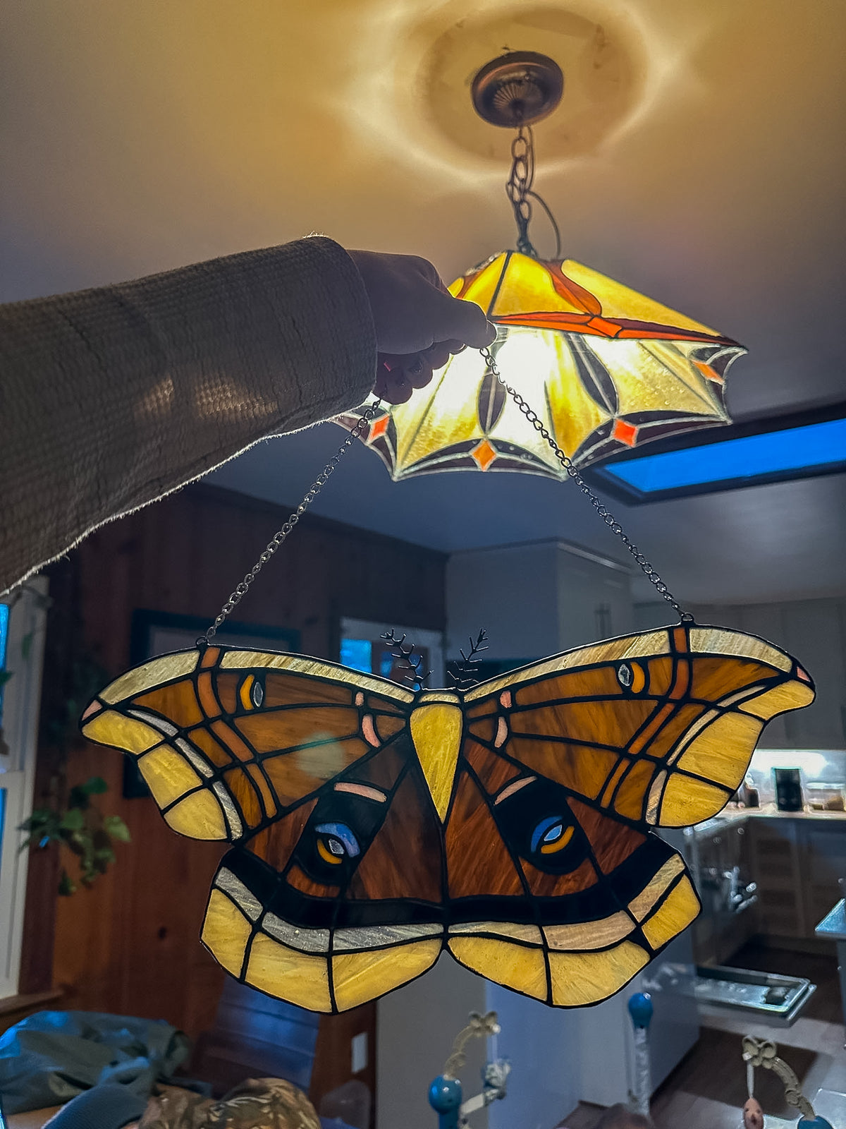 Stained glass polyphemus moth