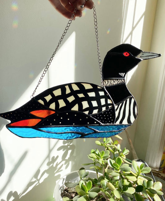 Stained glass loon