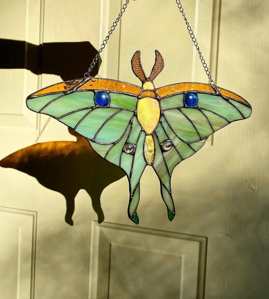 Stained glass luna moth