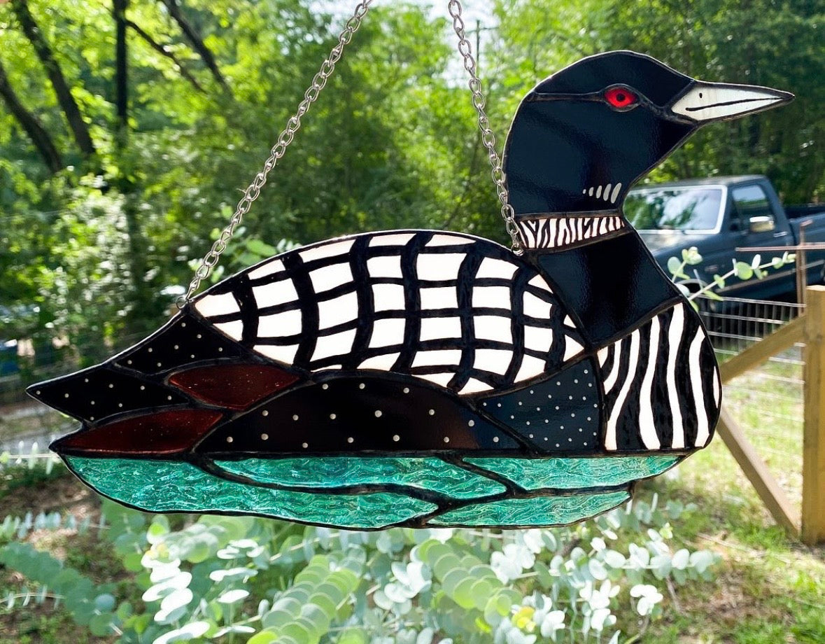 Stained glass loon