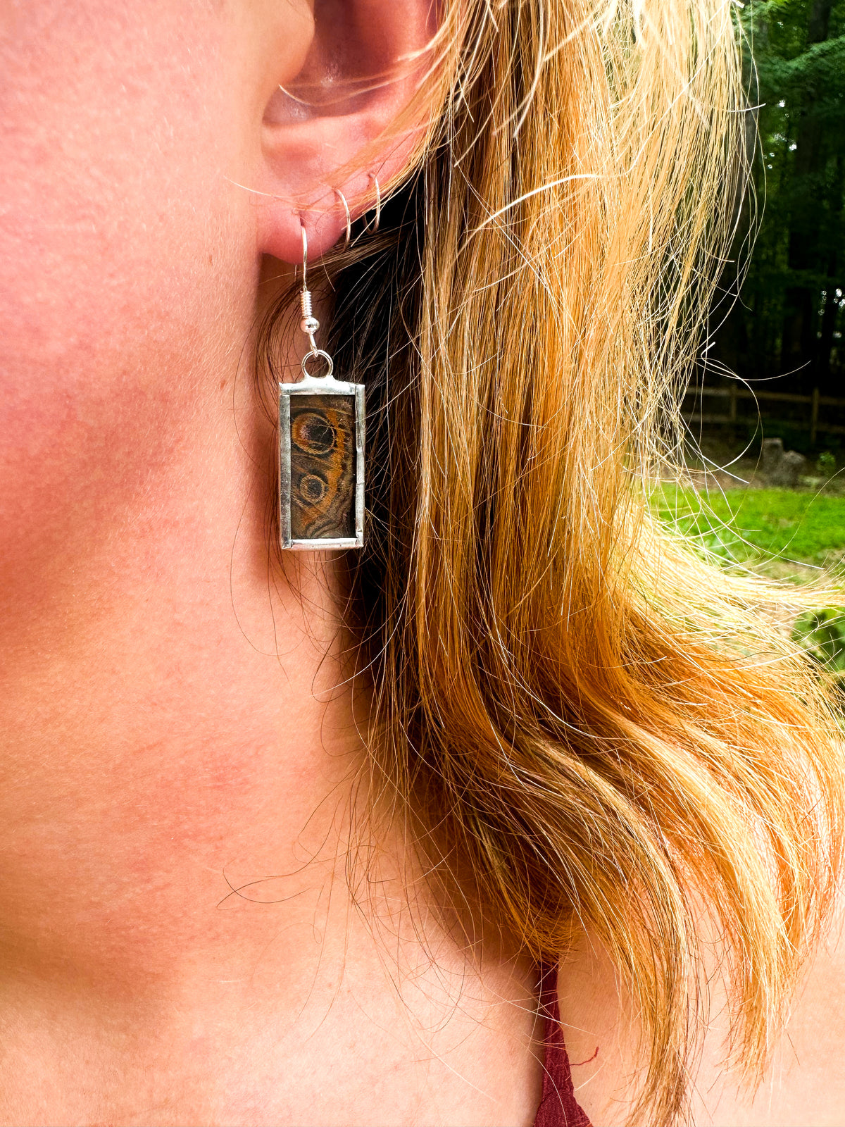 Common buckeye earrings (small rectangle)