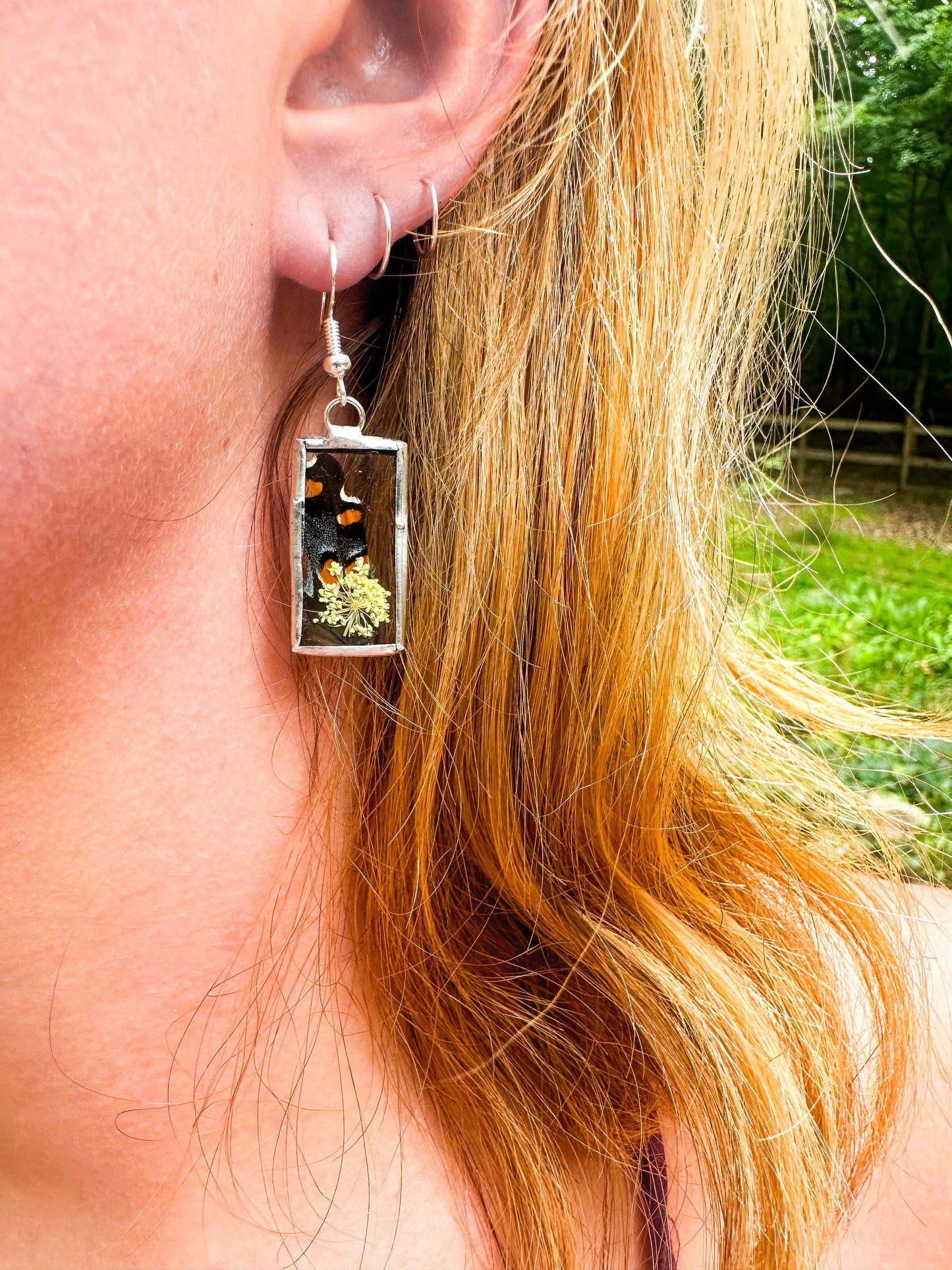 Spicebush Swallowtail earrings (short rectangle)