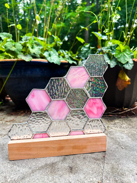 Pink stained glass honeycomb