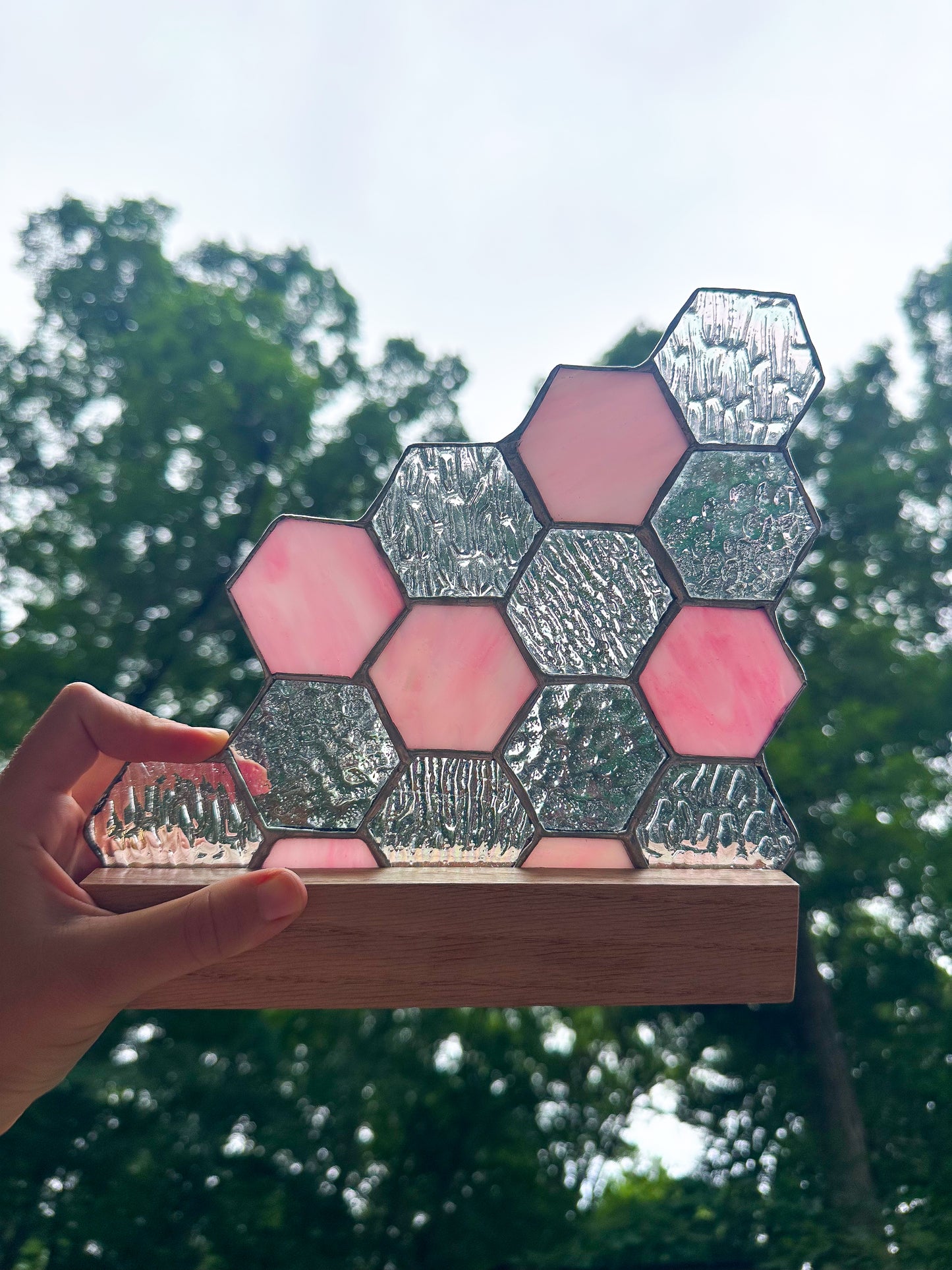 Pink stained glass honeycomb