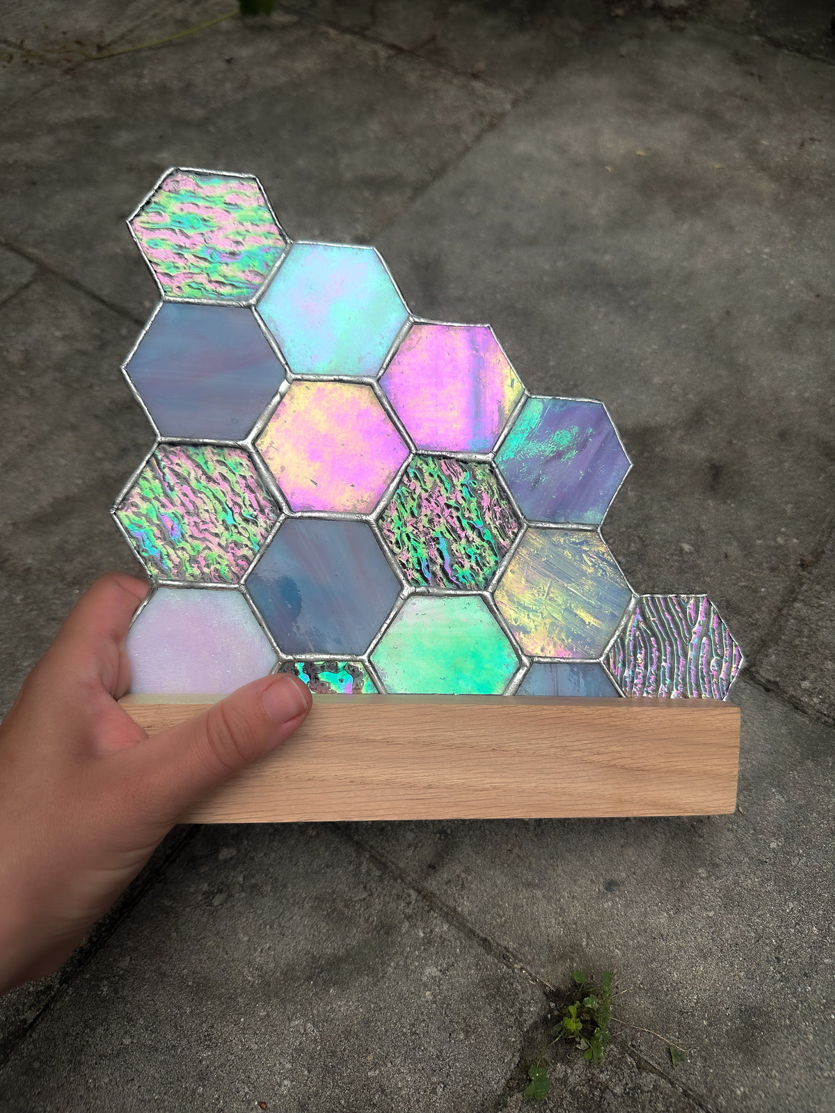 Purple stained glass honeycomb