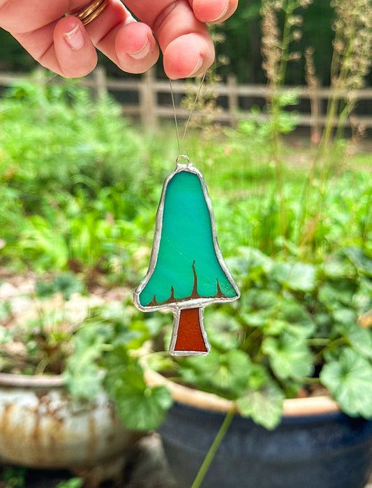 Teal mushroom ornament