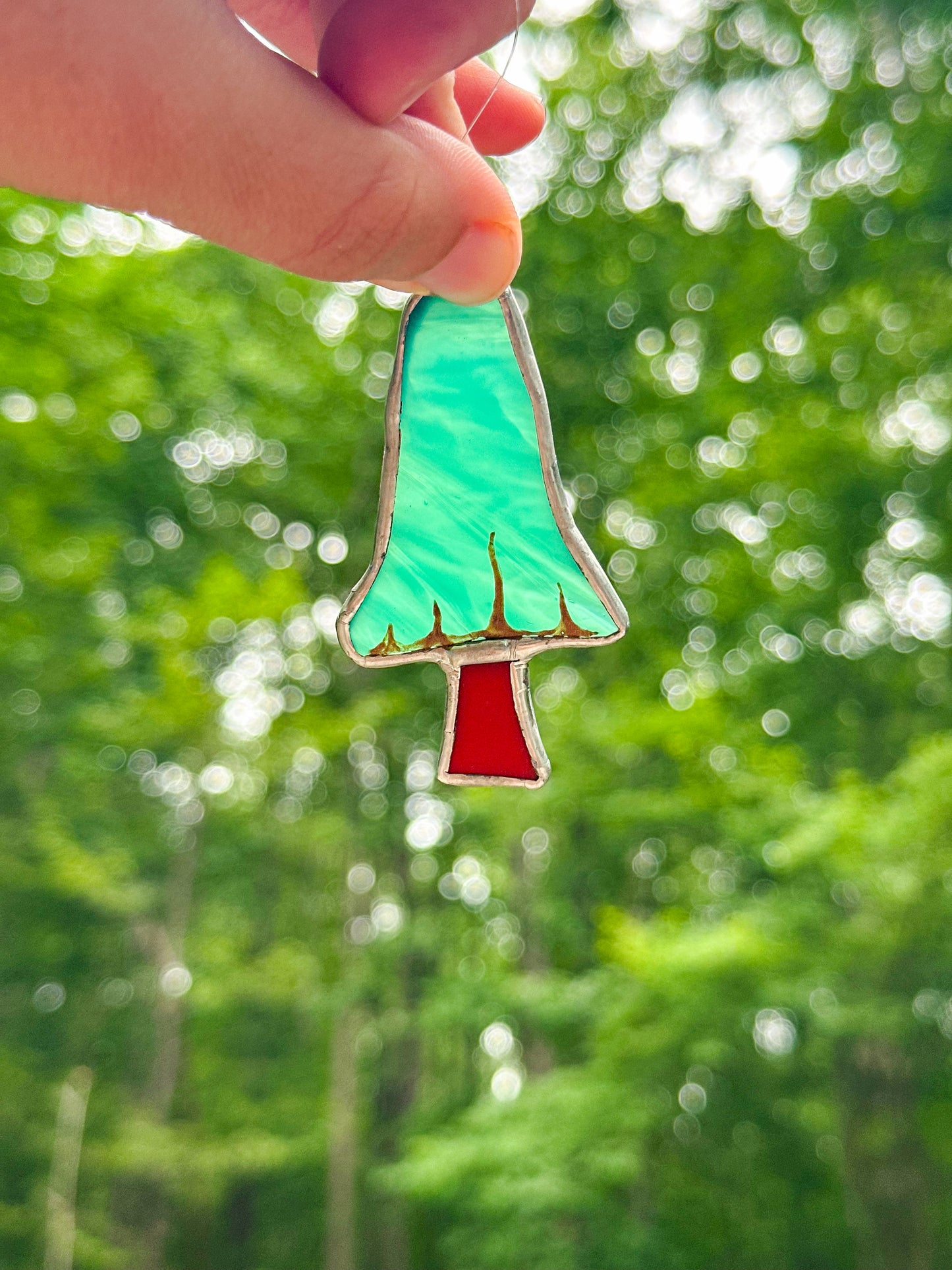 Teal mushroom ornament