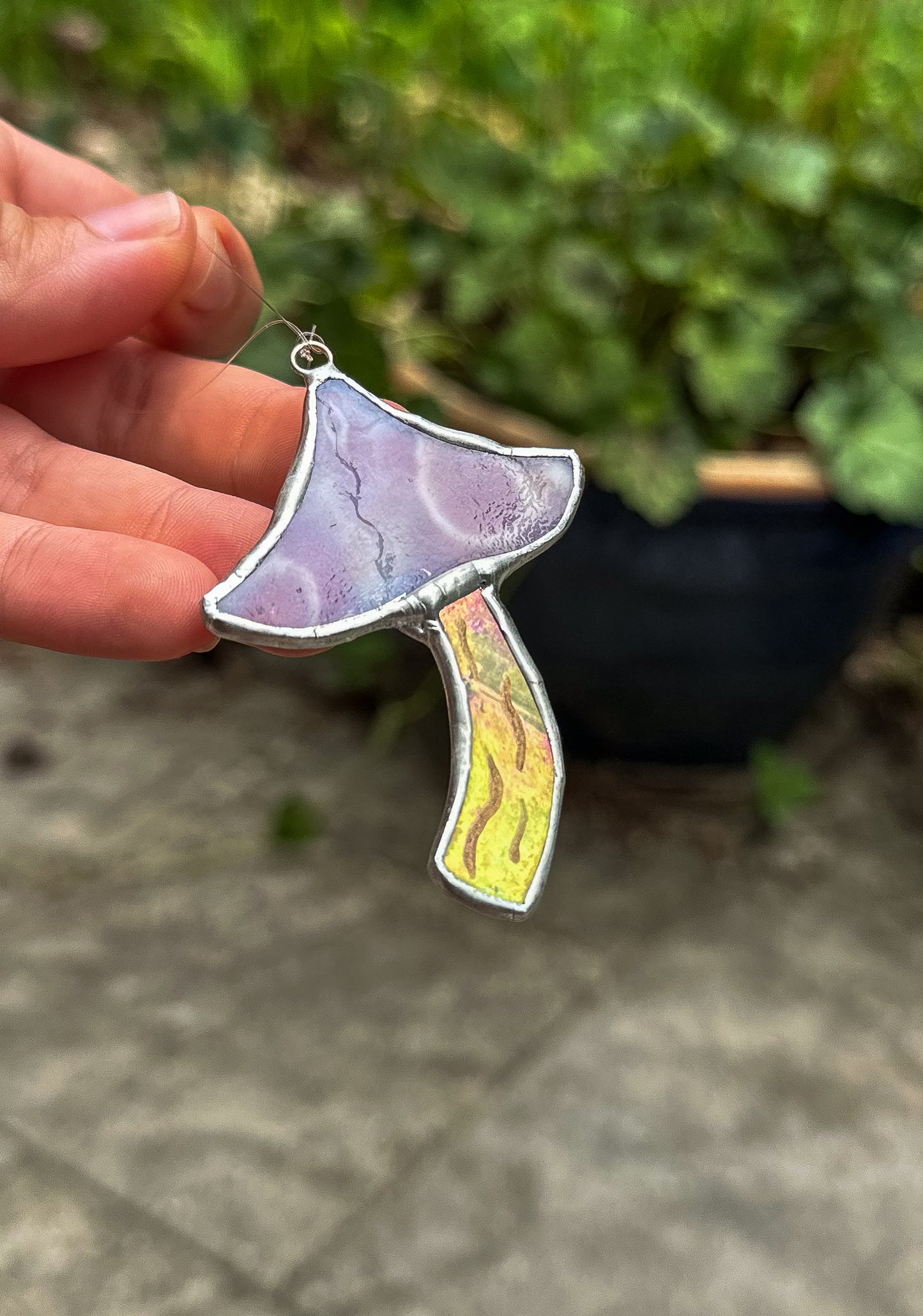 Pink mottled mushroom ornament