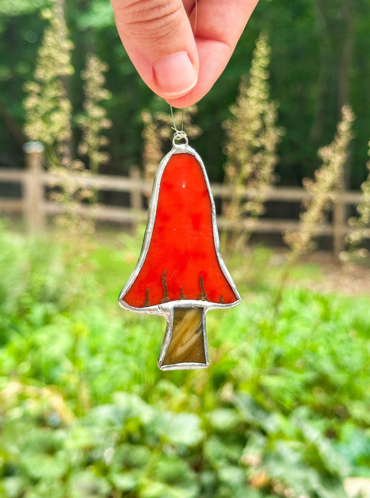Burnt orange mushroom ornament