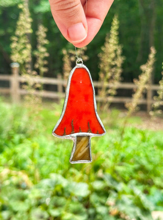 Burnt orange mushroom ornament