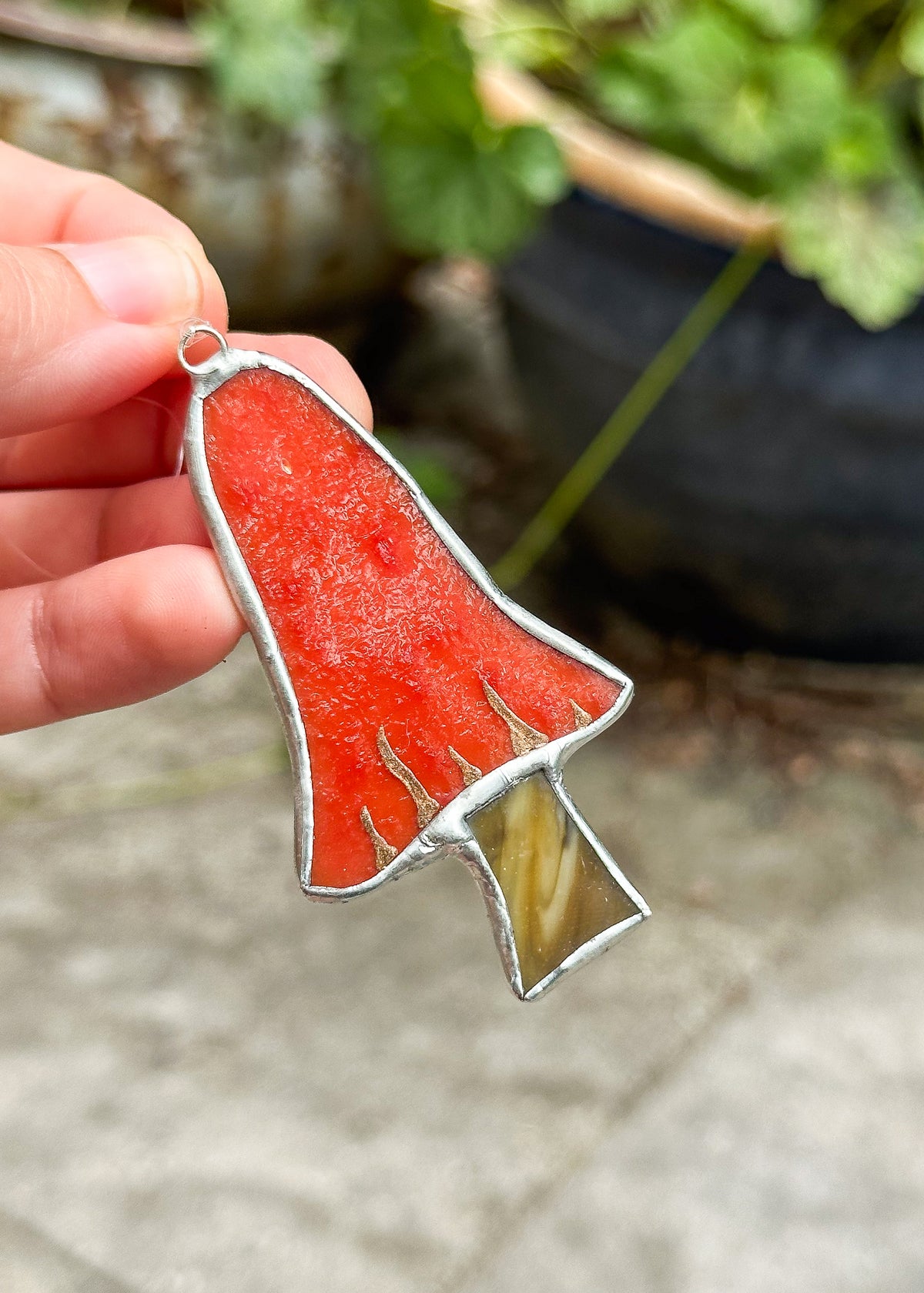 Burnt orange mushroom ornament