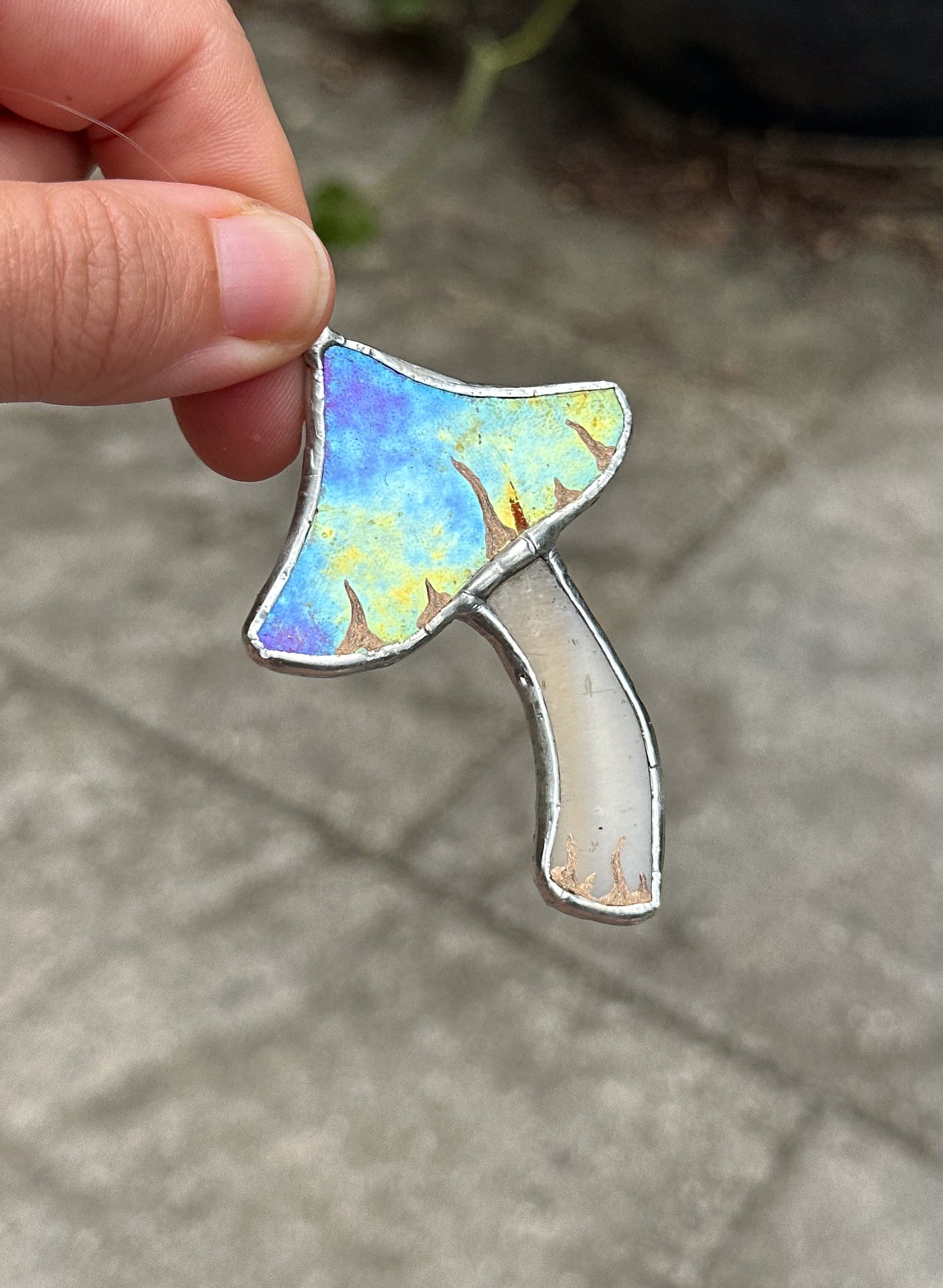 Hot pink iridescent mushroom ornament