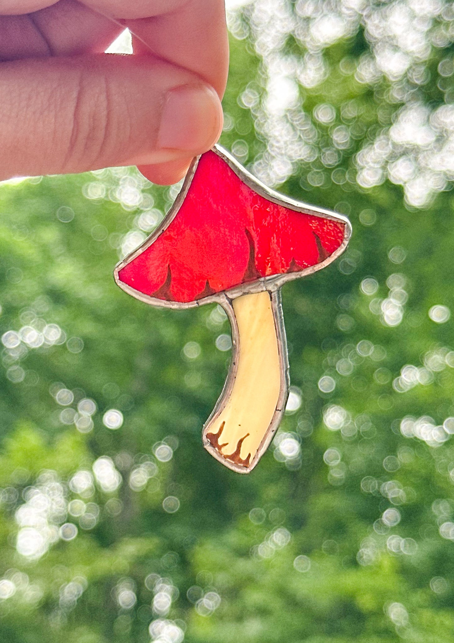 Hot pink iridescent mushroom ornament