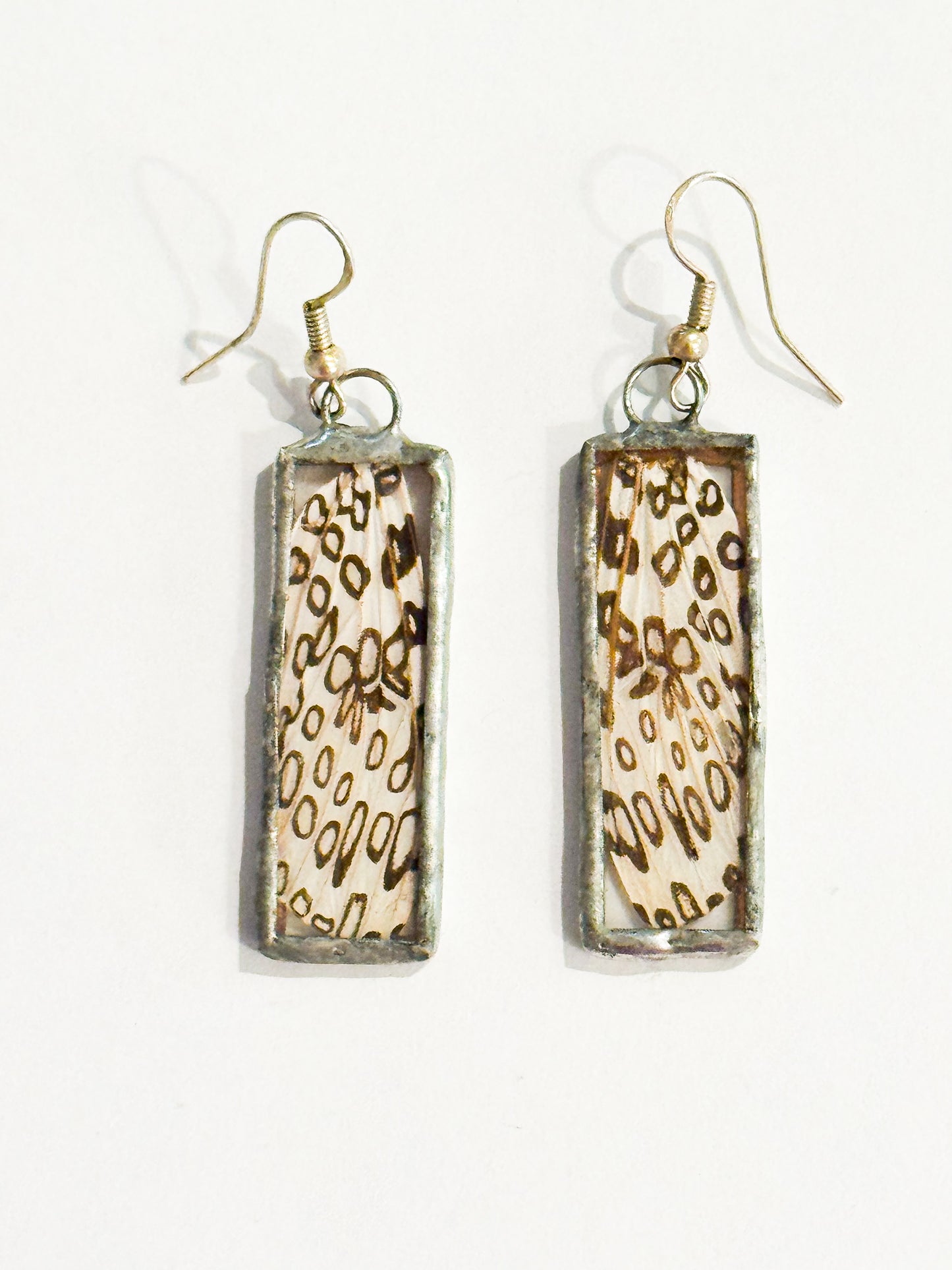 Leopard moth wing earrings