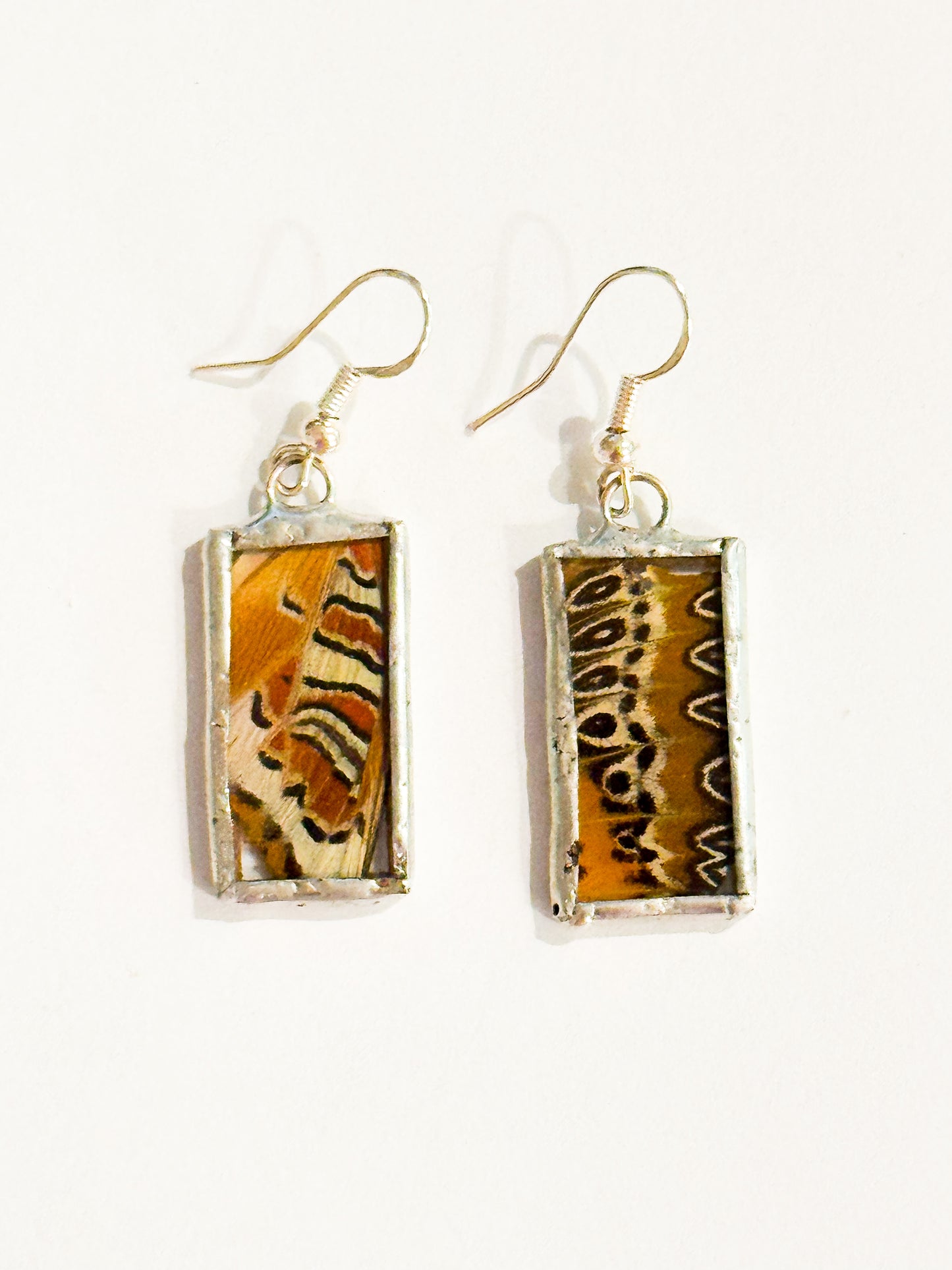 Red lacewing earrings (small rectangle)