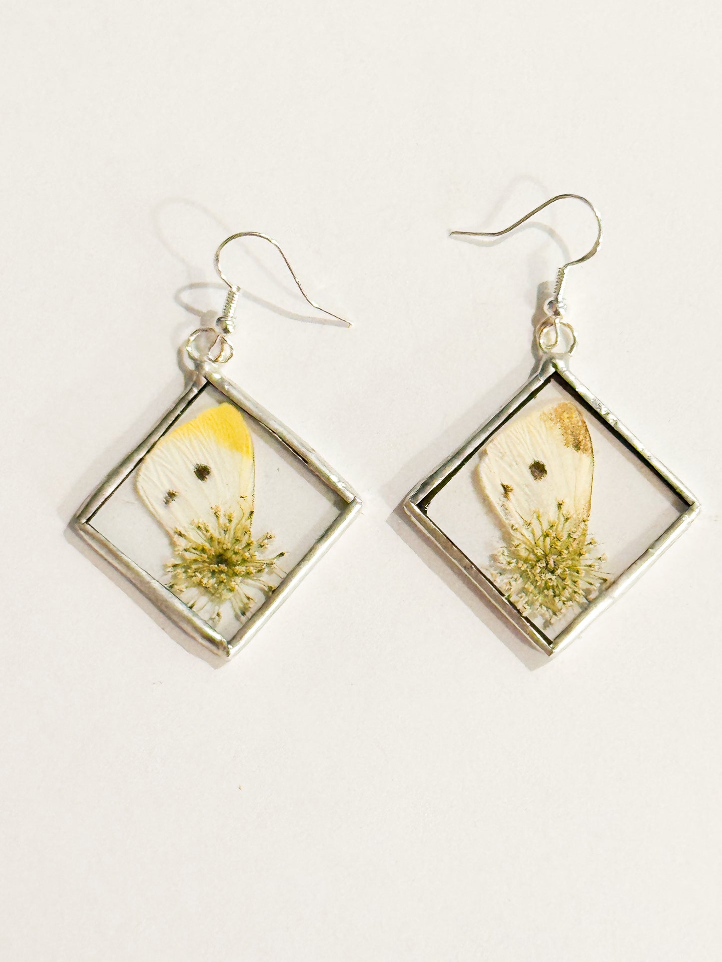 Small White butterfly earrings