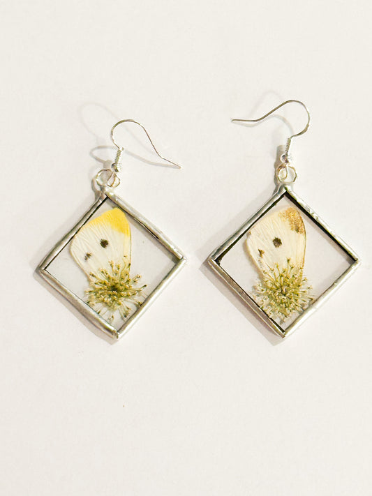 Small White butterfly earrings