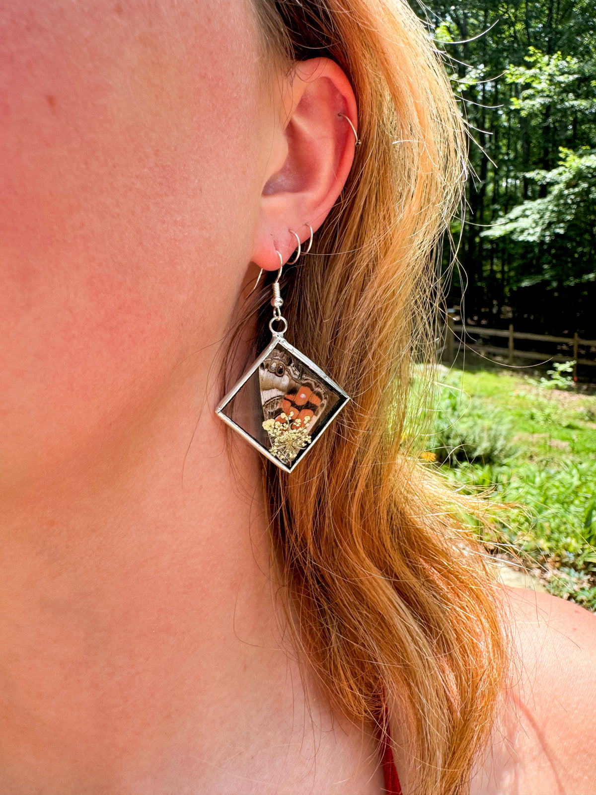 American Lady wing earrings (diamond)