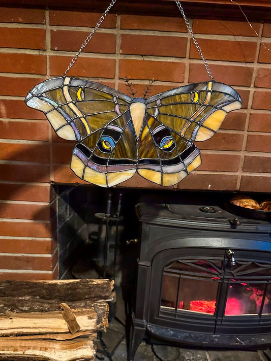 Stained glass polyphemus moth