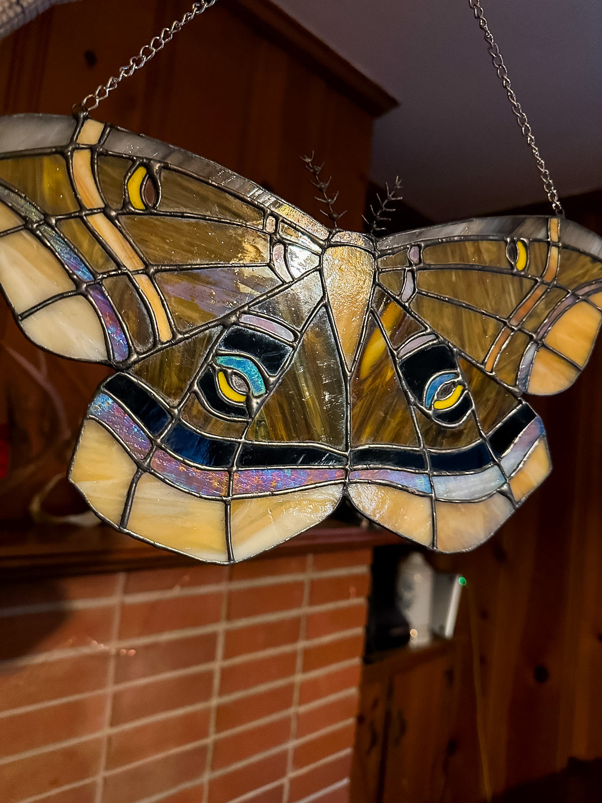 Stained glass polyphemus moth